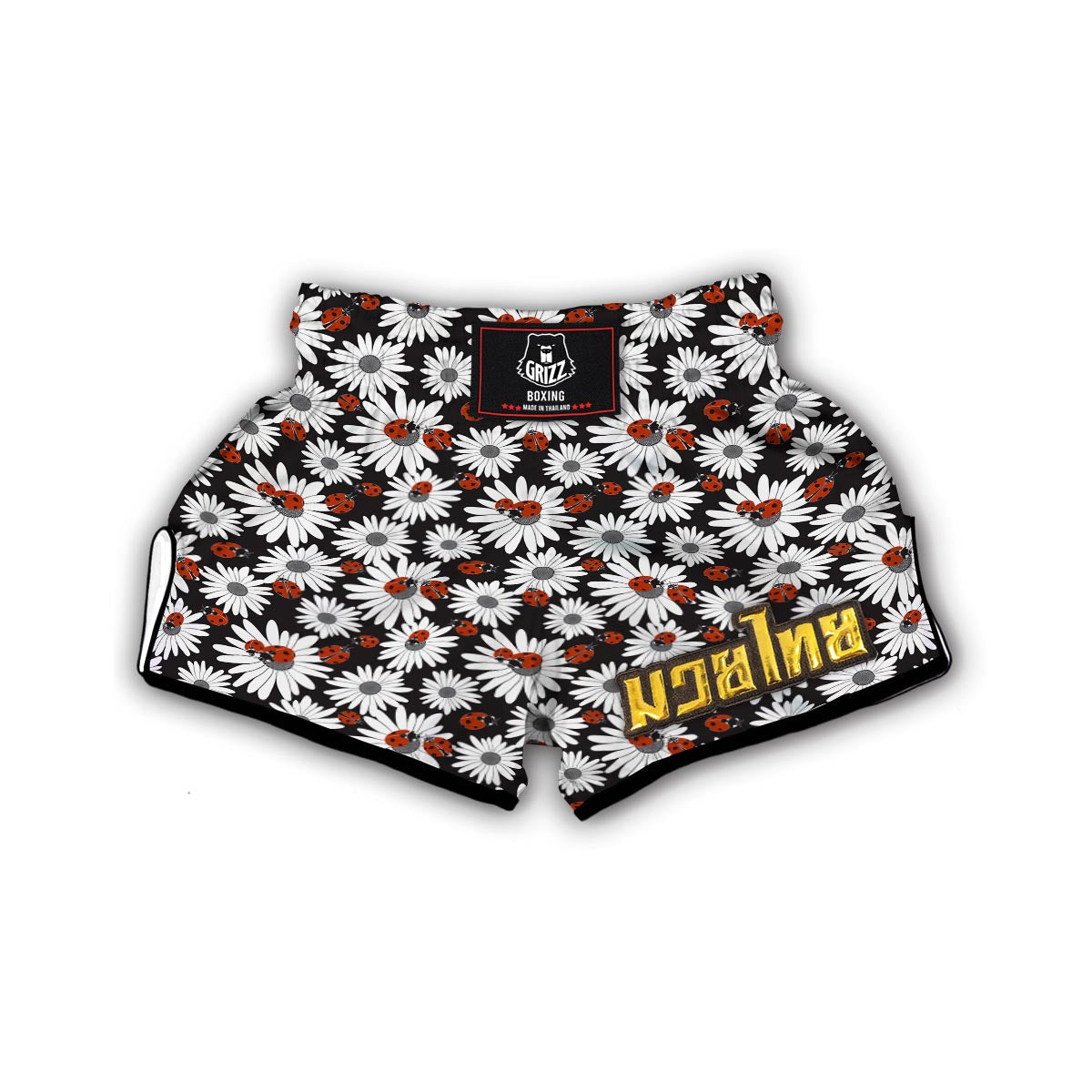 Ladybug Daisy Pattern Print Muay Thai Boxing Shorts-grizzshop