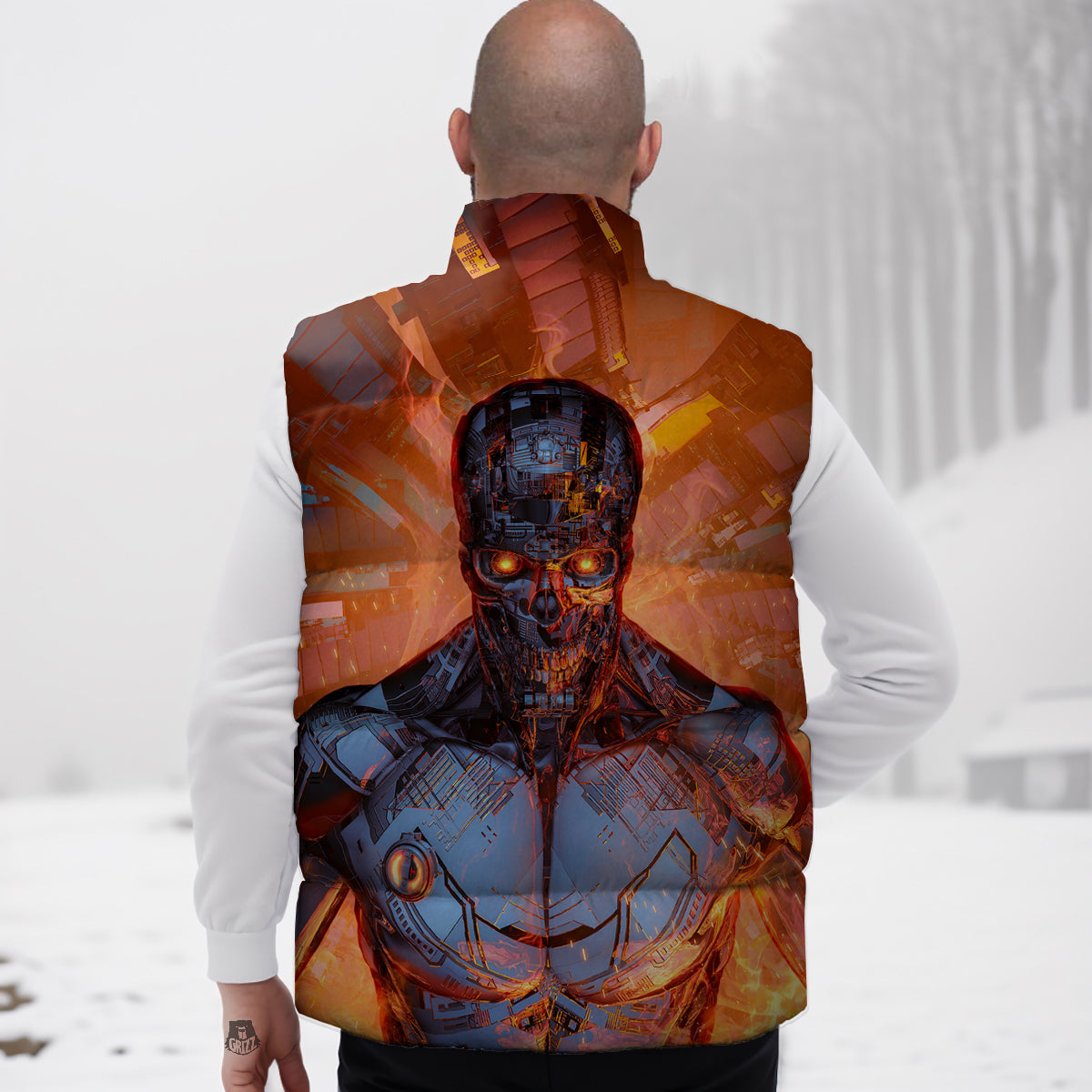 Ladybug Pattern Print Down Vest-grizzshop