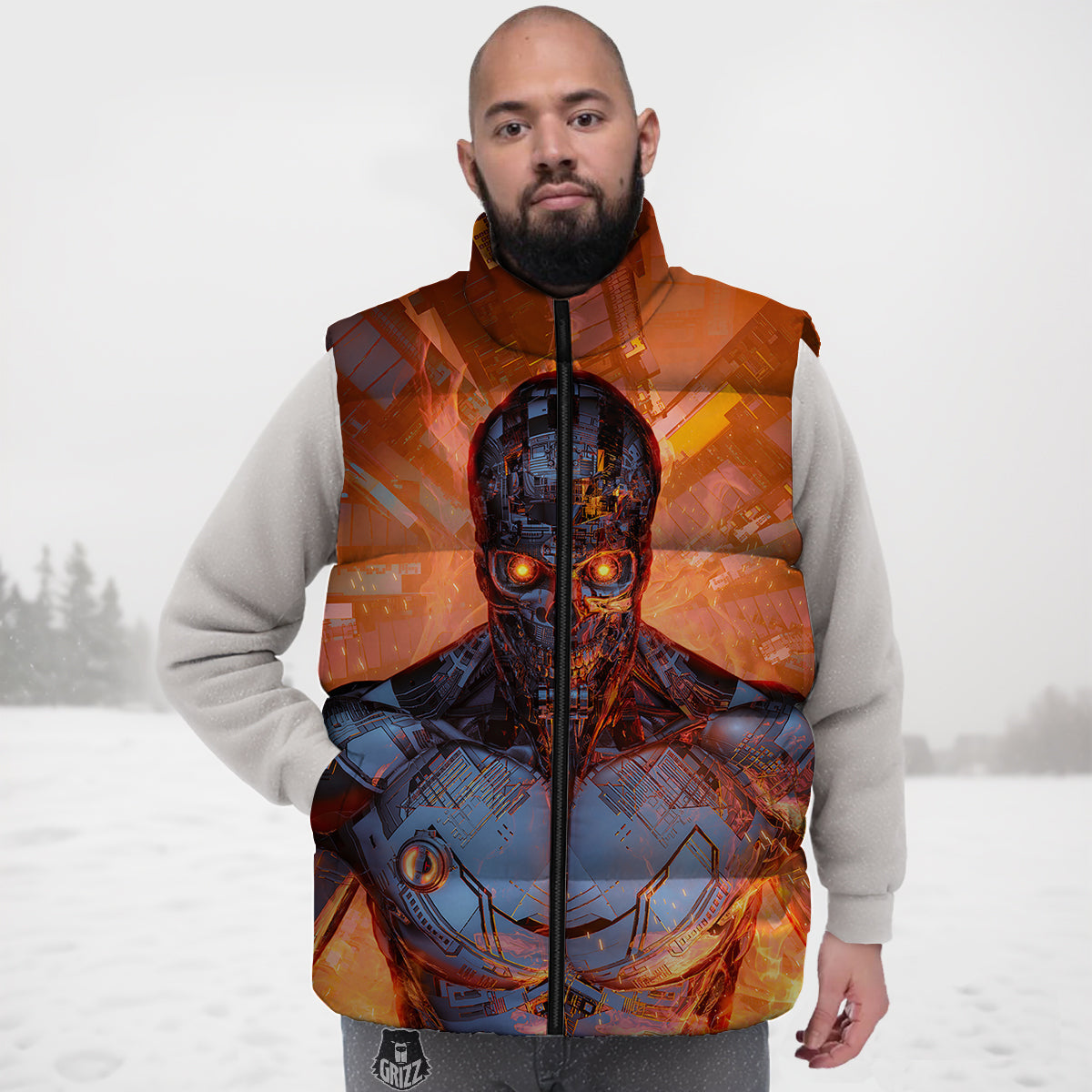 Ladybug Pattern Print Down Vest-grizzshop