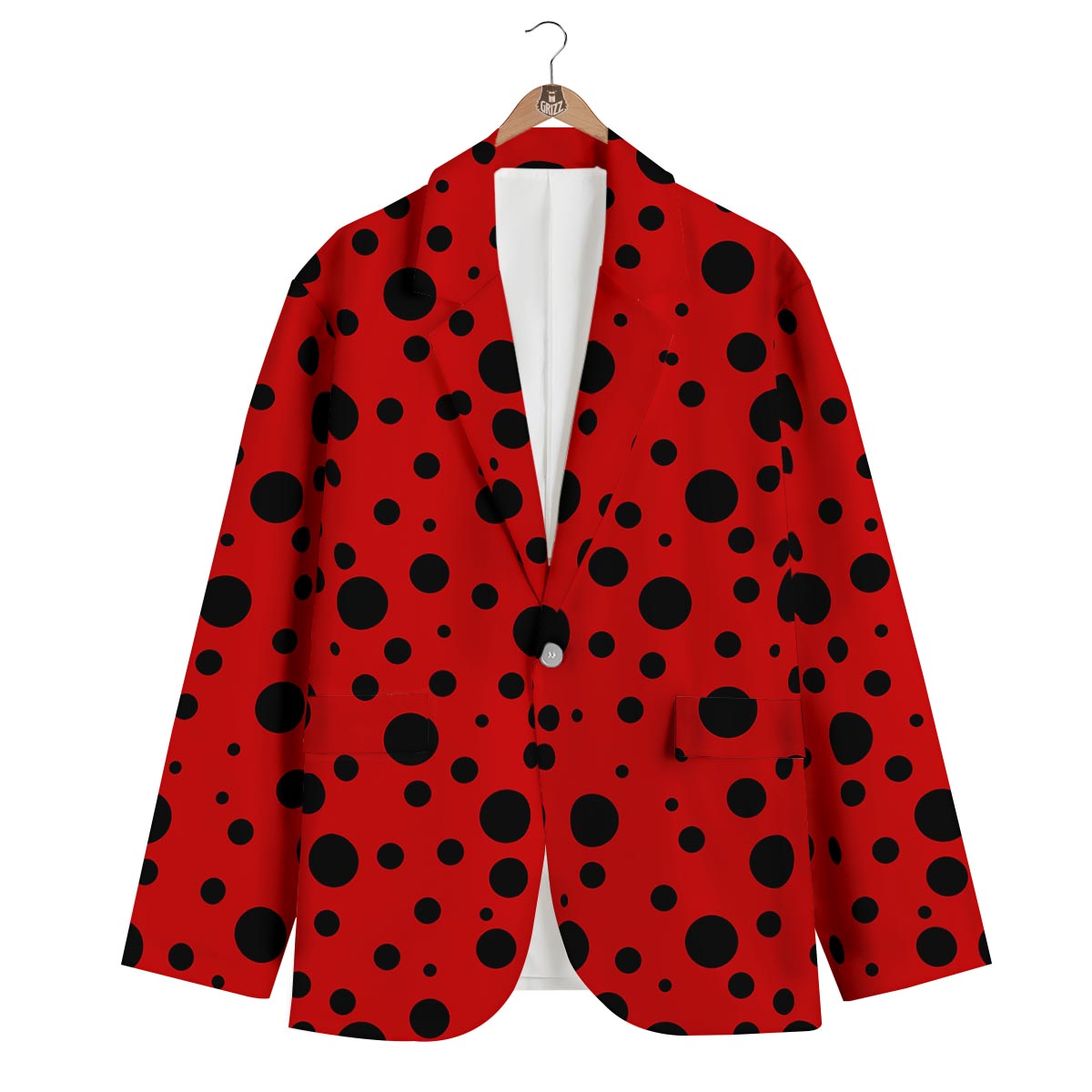 Ladybug Pattern Print Men's Blazer-grizzshop