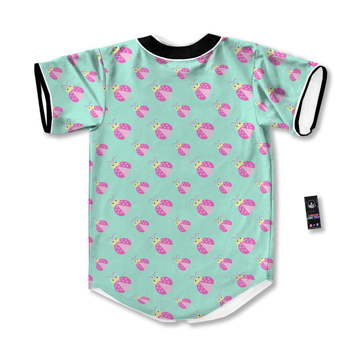 Ladybug Pink Print Pattern Baseball Jersey-grizzshop