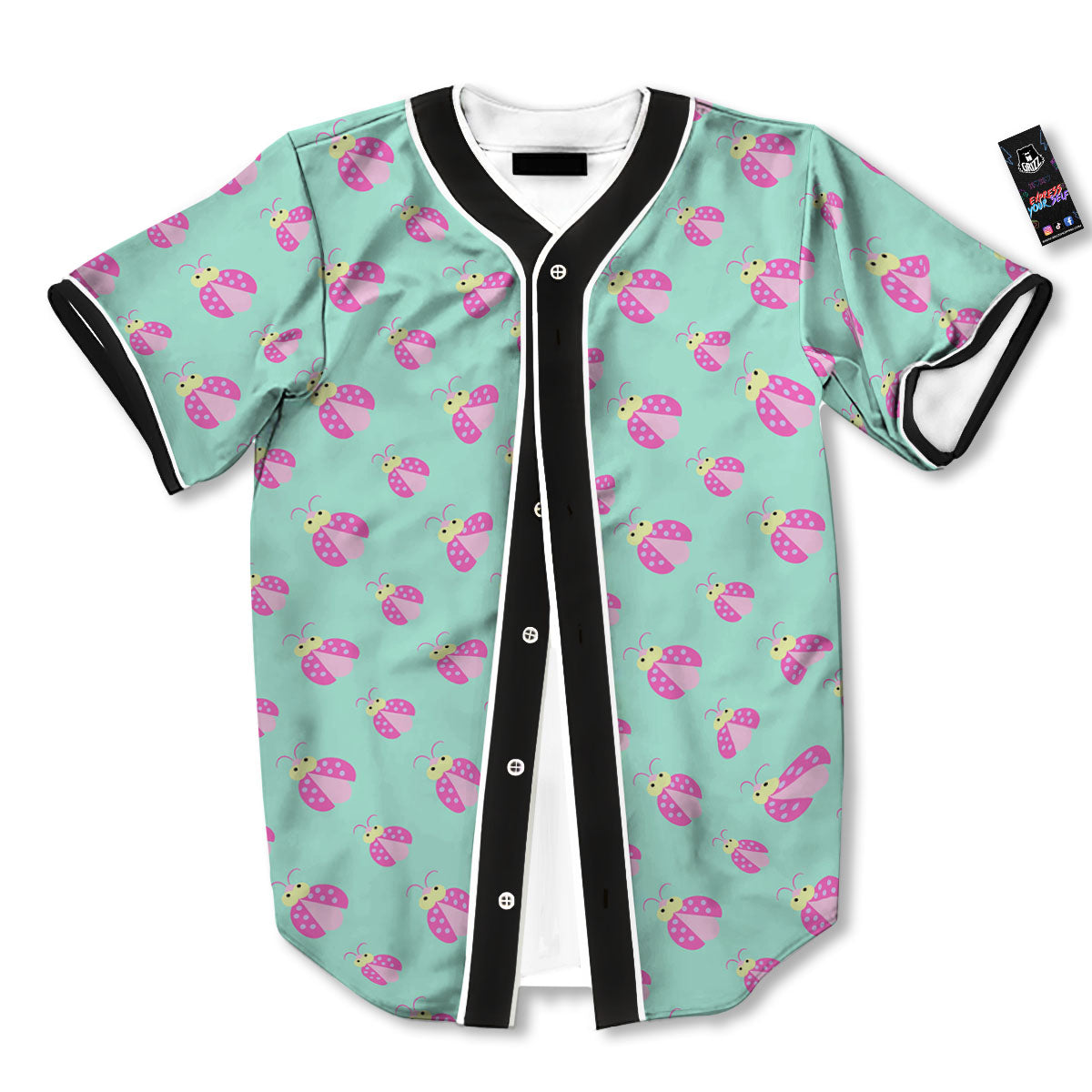 Ladybug Pink Print Pattern Baseball Jersey-grizzshop