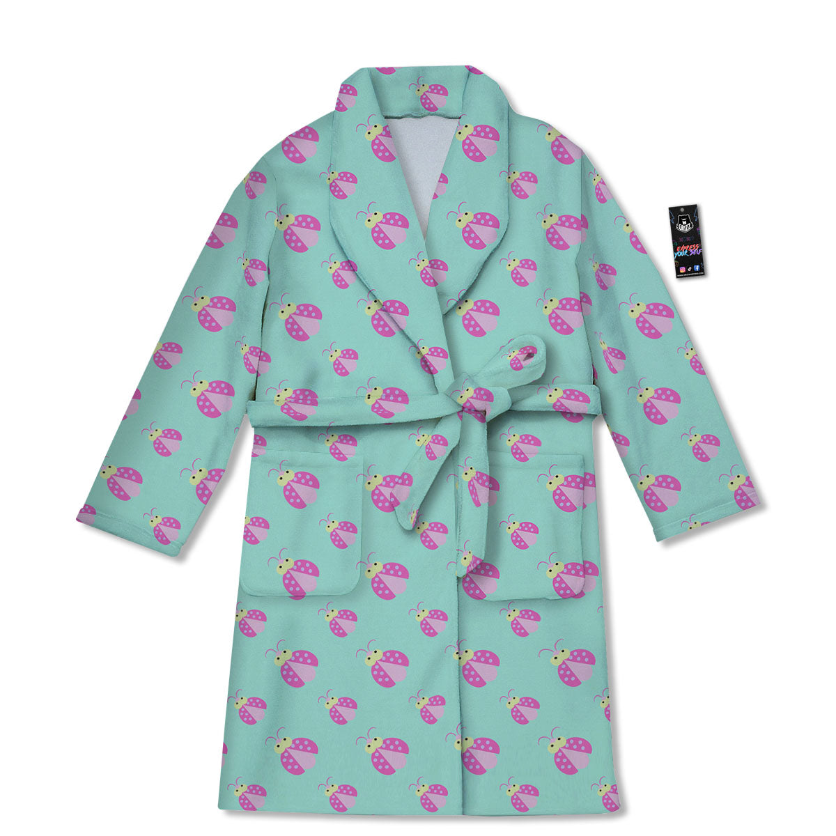 Ladybug Pink Print Pattern Bathrobe-grizzshop