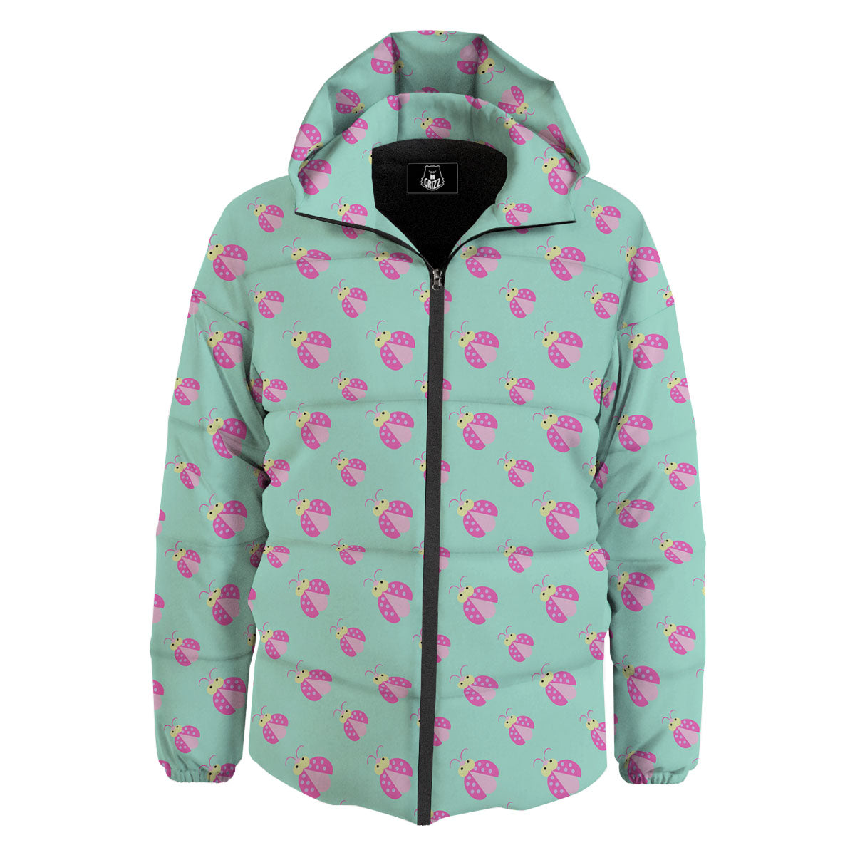 Ladybug Pink Print Pattern Down Jacket-grizzshop