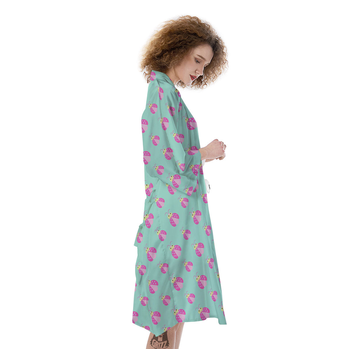Ladybug Pink Print Pattern Kimono-grizzshop