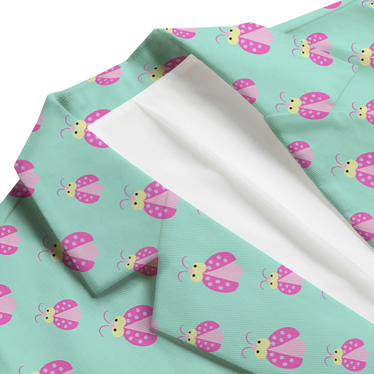 Ladybug Pink Print Pattern Men's Blazer-grizzshop