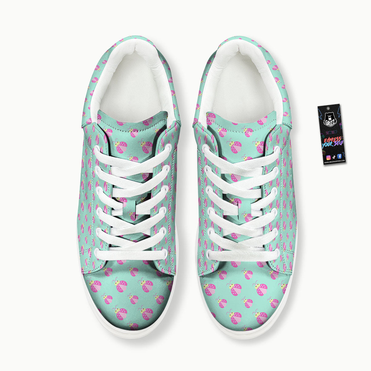 Ladybug Pink Print Pattern Platform Shoes-grizzshop
