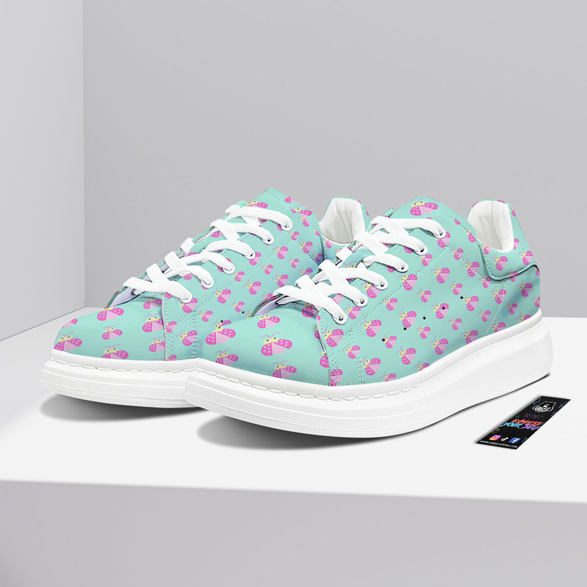Ladybug Pink Print Pattern Platform Shoes-grizzshop