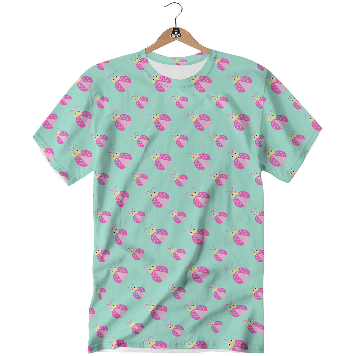 Ladybug Pink Print Pattern T-Shirt-grizzshop