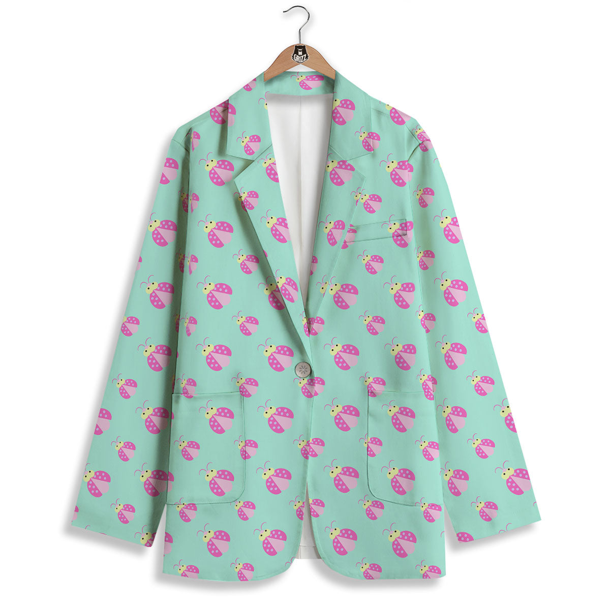 Ladybug Pink Print Pattern Women's Blazer-grizzshop