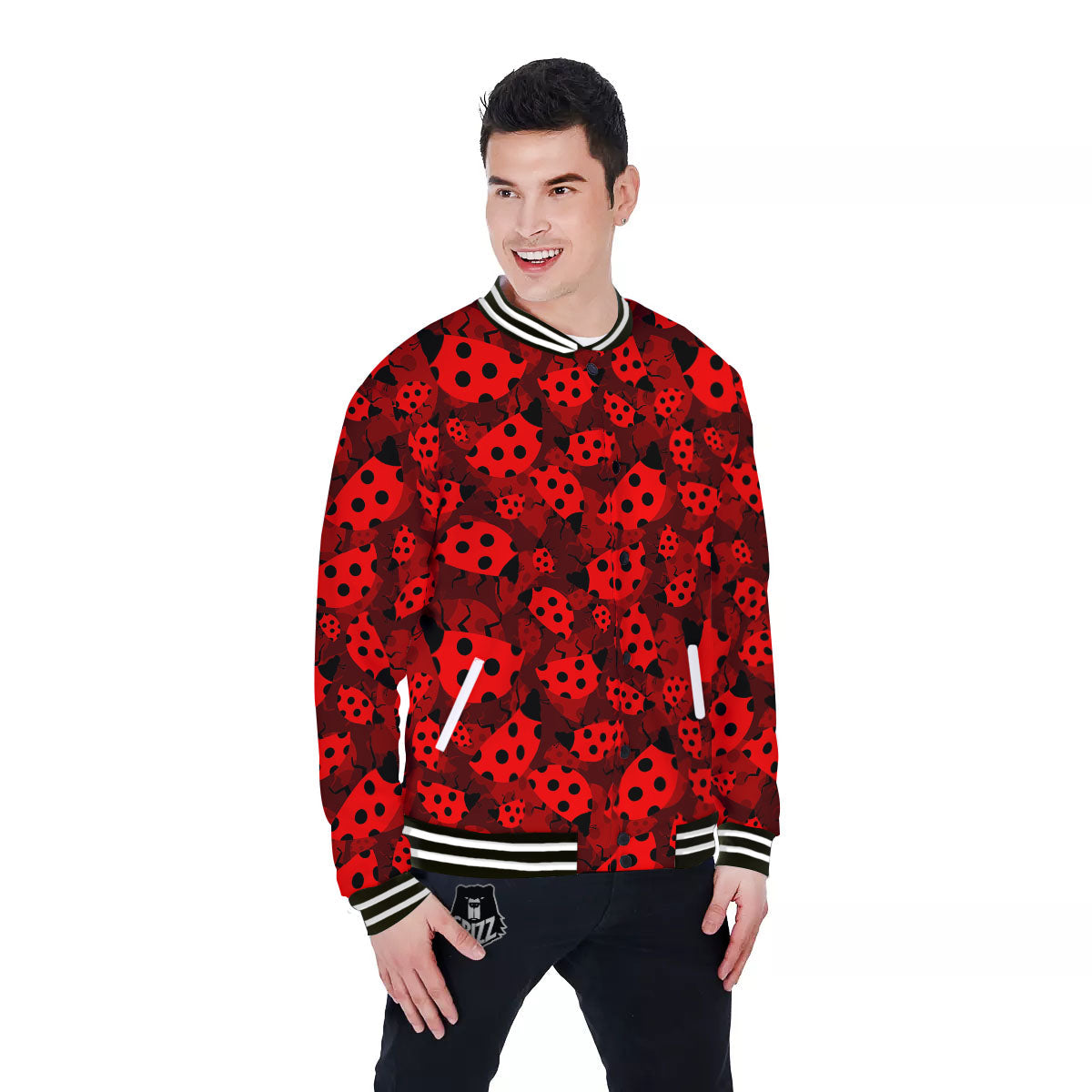 Ladybug Red Print Pattern Baseball Jacket-grizzshop