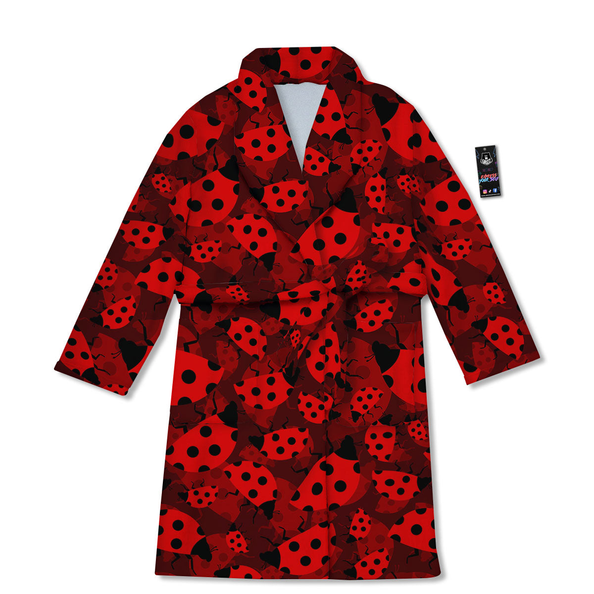 Ladybug Red Print Pattern Bathrobe-grizzshop