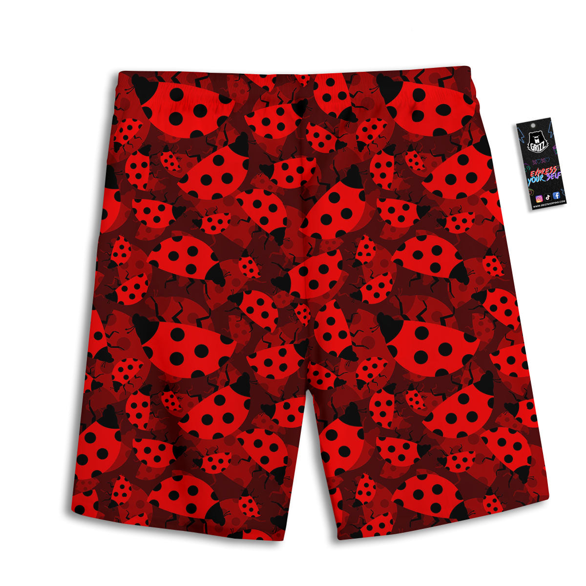 Ladybug Red Print Pattern Men's Athletic Shorts-grizzshop