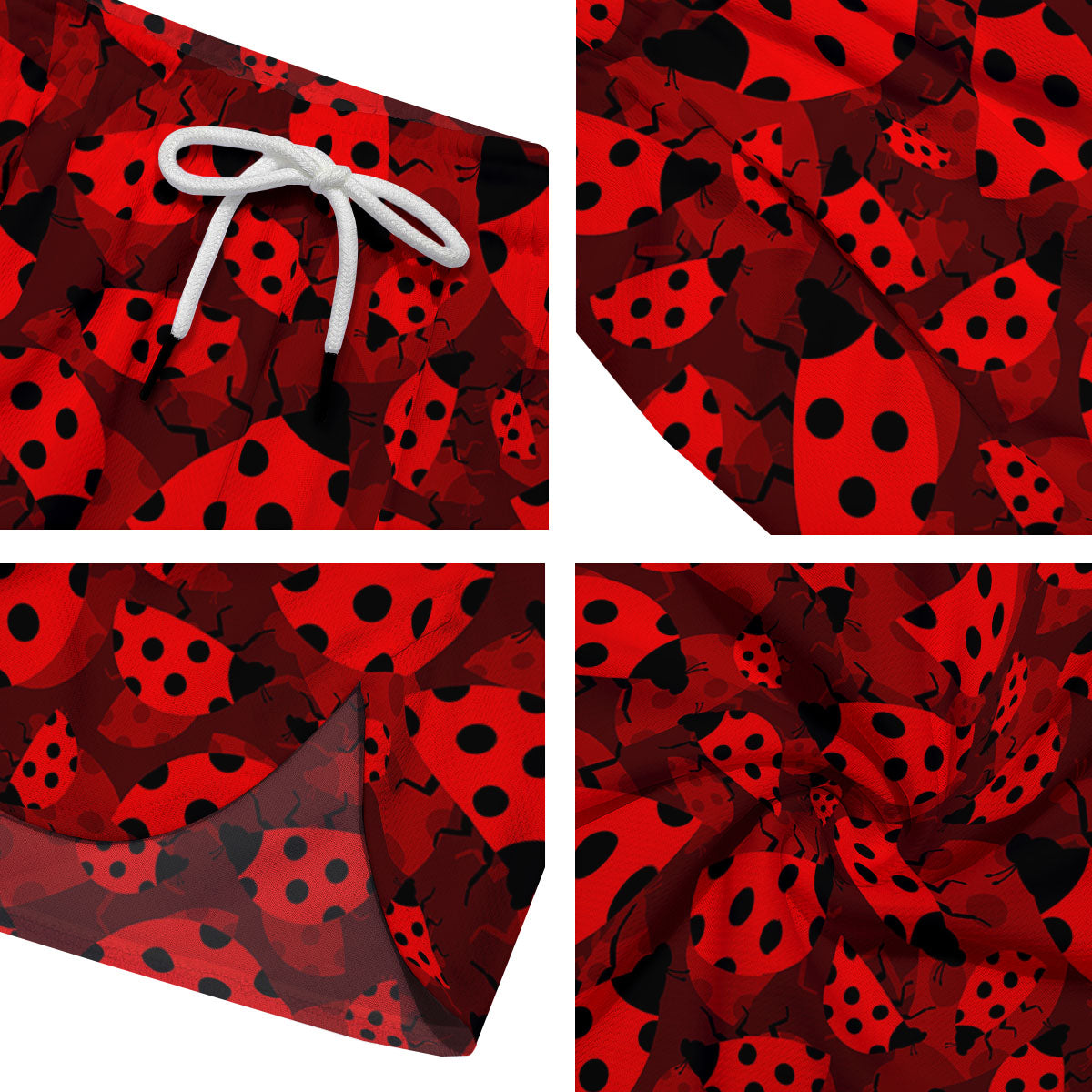 Ladybug Red Print Pattern Men's Running Shorts-grizzshop