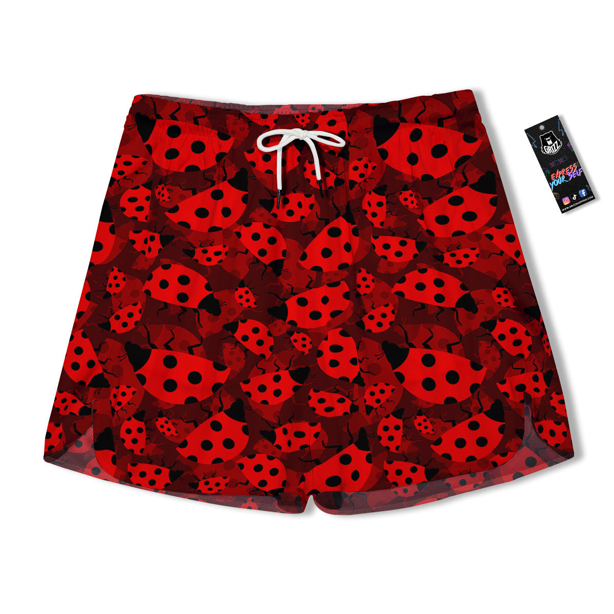 Ladybug Red Print Pattern Men's Running Shorts-grizzshop
