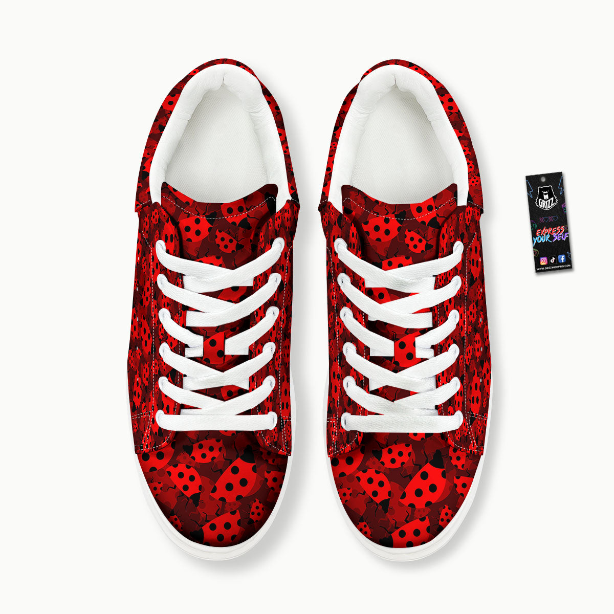 Ladybug Red Print Pattern Platform Shoes-grizzshop