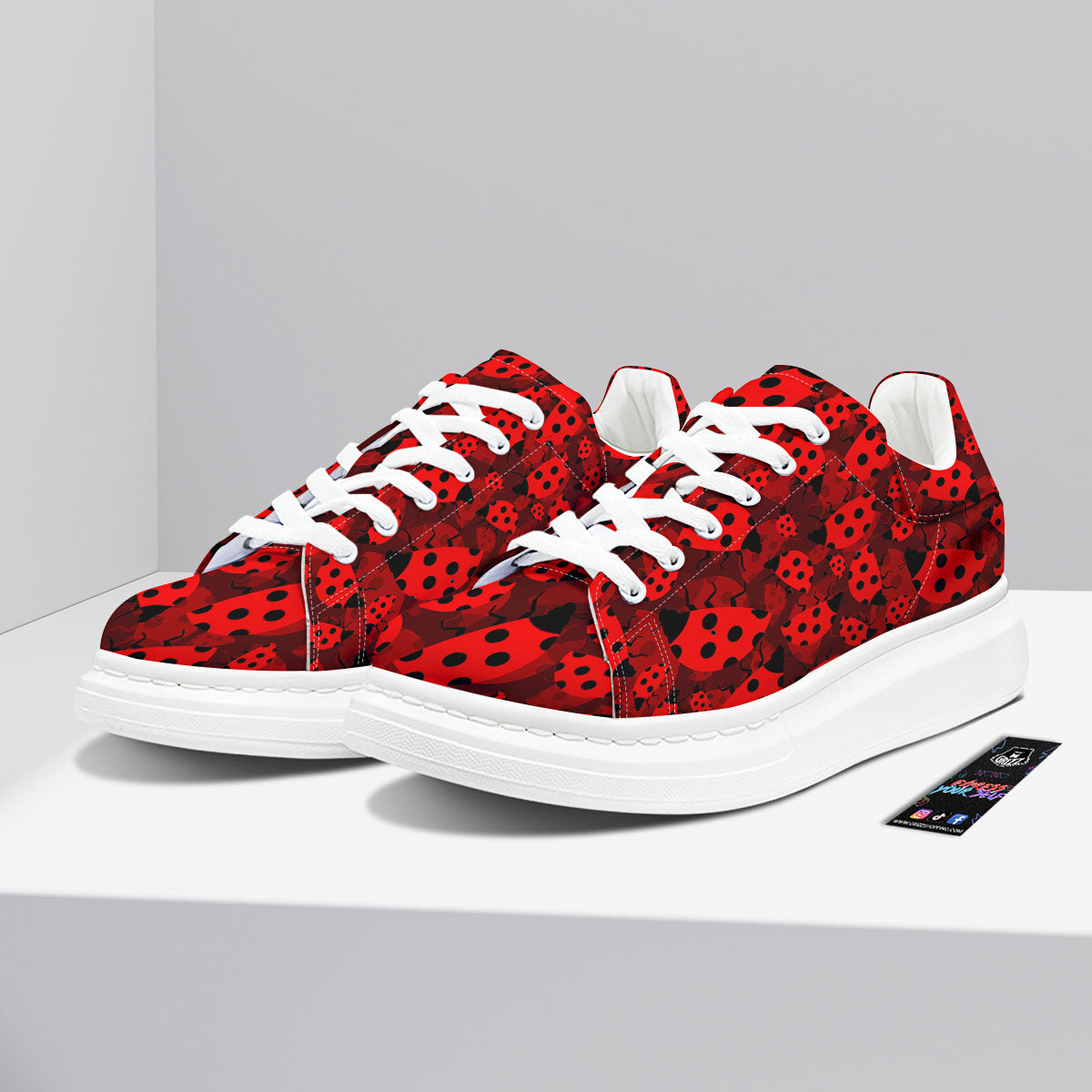 Ladybug Red Print Pattern Platform Shoes-grizzshop