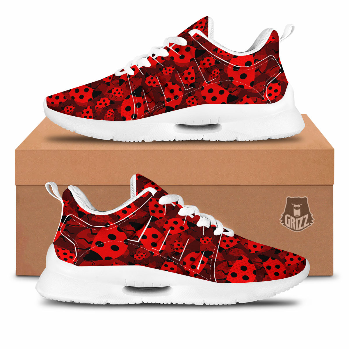 Ladybug Red Print Pattern Tennis Shoes-grizzshop