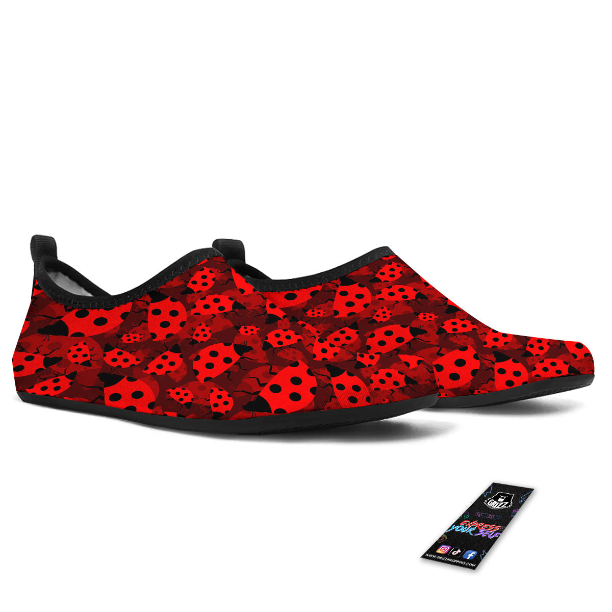 Ladybug Red Print Pattern Water Shoes-grizzshop