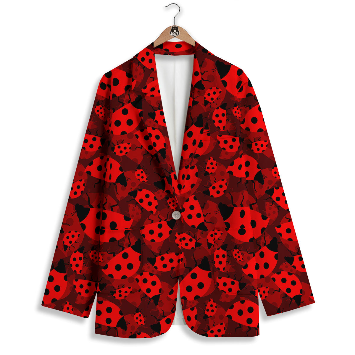 Ladybug Red Print Pattern Women's Blazer-grizzshop