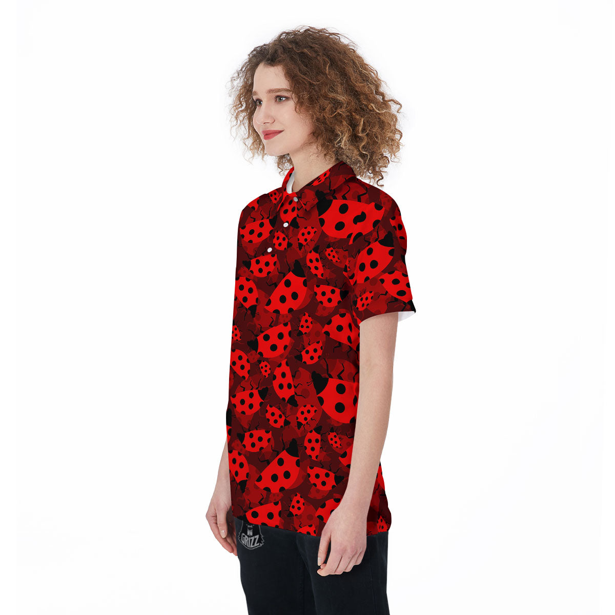 Ladybug Red Print Pattern Women's Golf Shirts-grizzshop