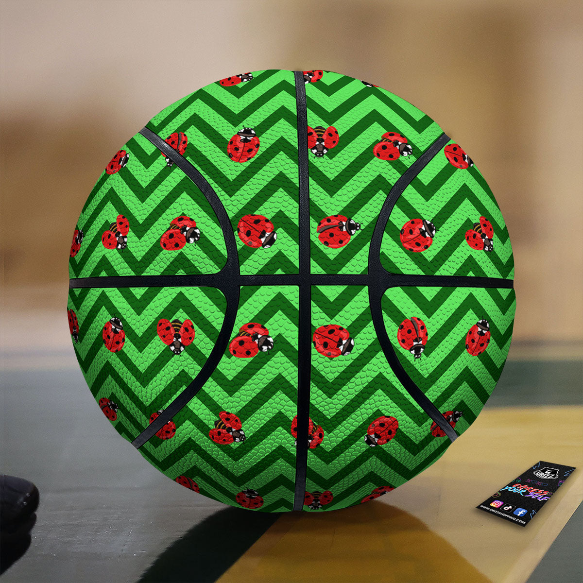 Ladybug Zigzag Green Pattern Basketball-grizzshop