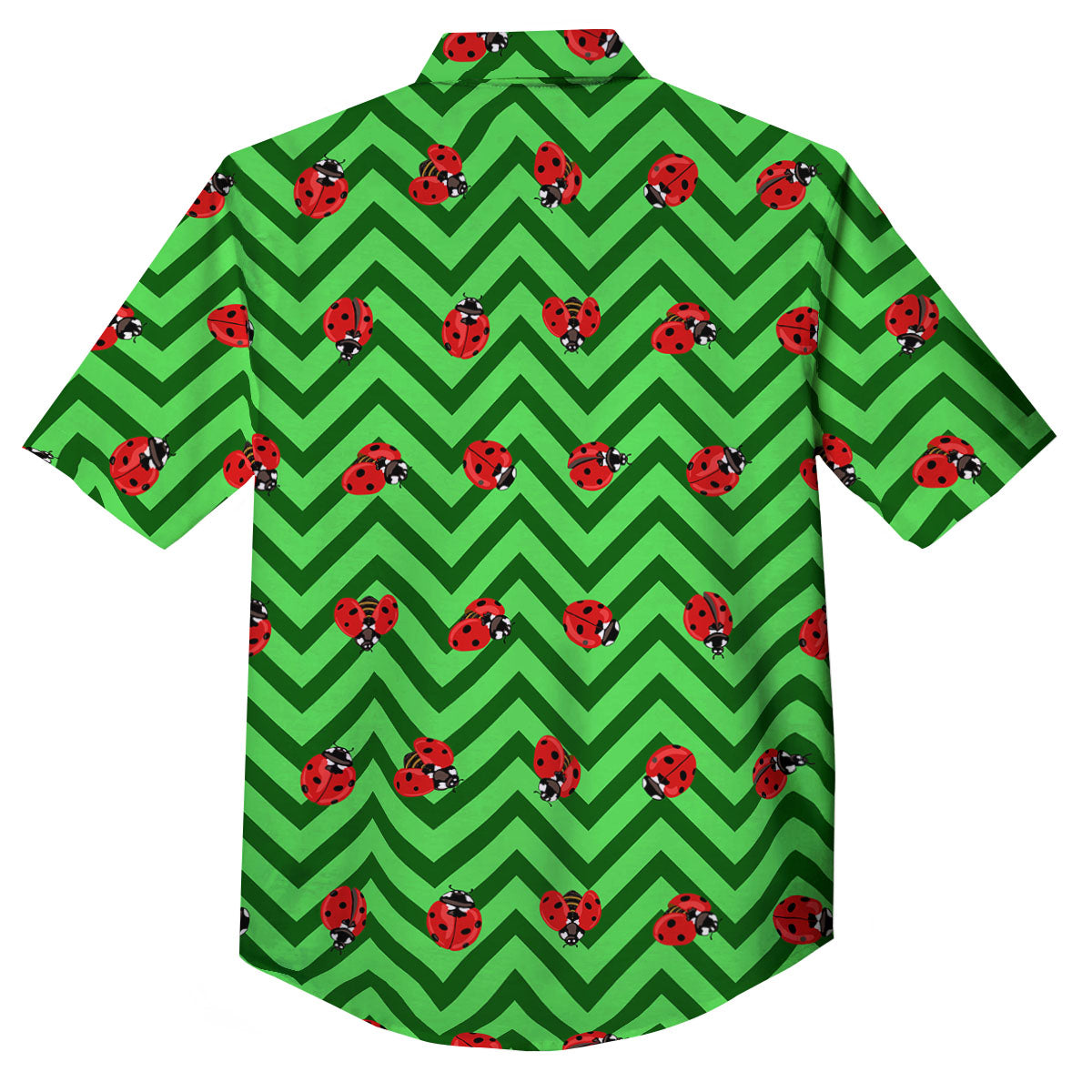 Ladybug Zigzag Green Pattern Button Up Shirt-grizzshop