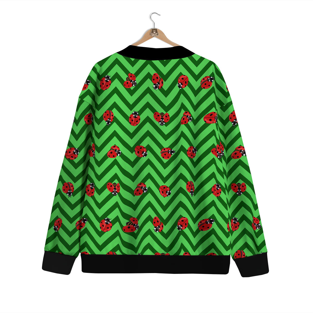 Ladybug Zigzag Green Pattern Cardigan-grizzshop