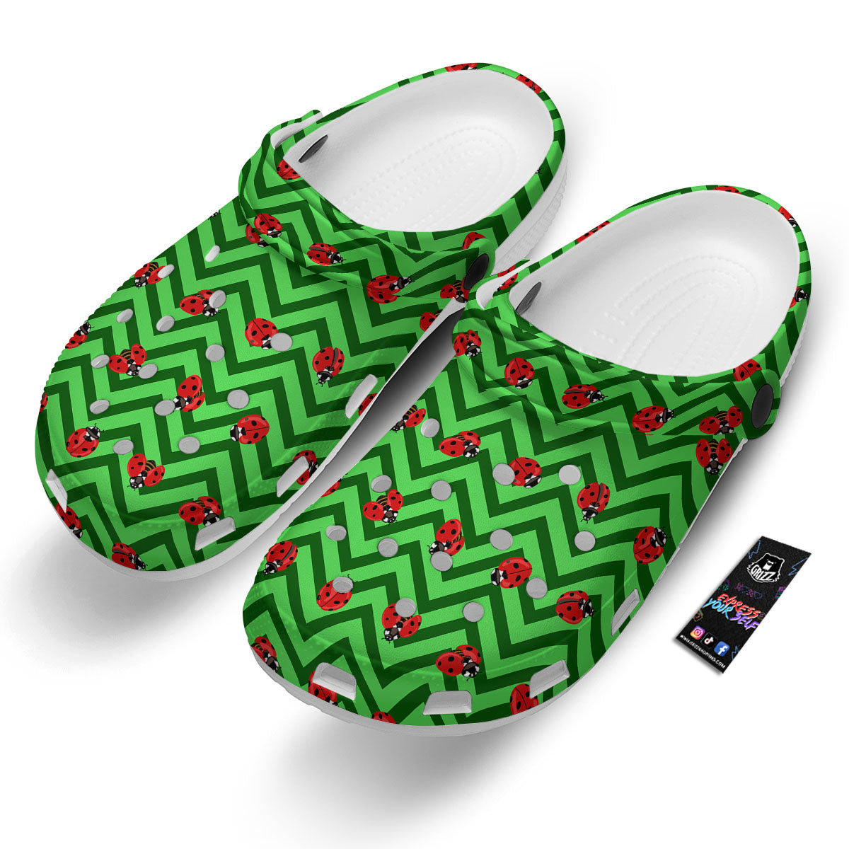 Ladybug Zigzag Green Pattern Clog-grizzshop