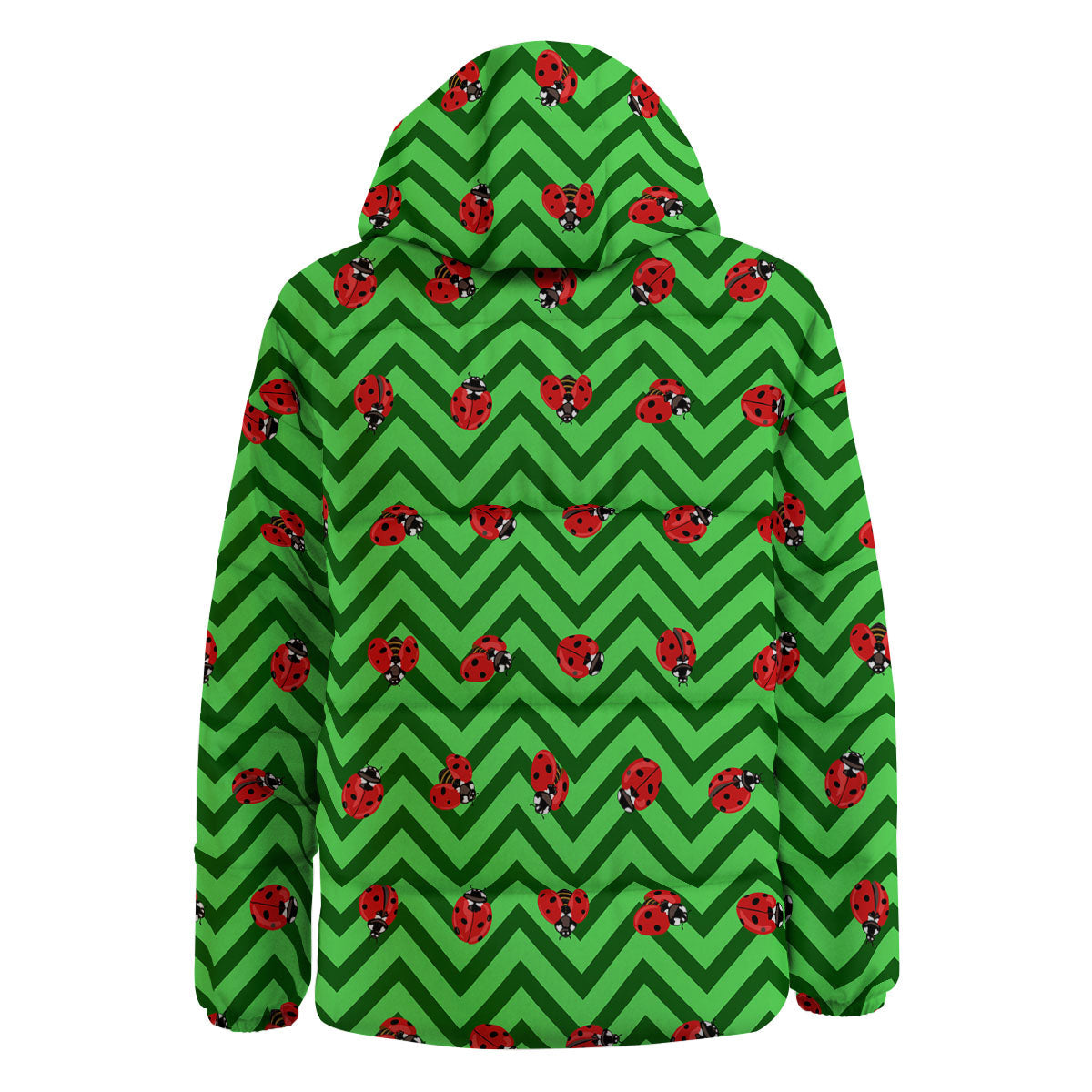 Ladybug Zigzag Green Pattern Down Jacket-grizzshop