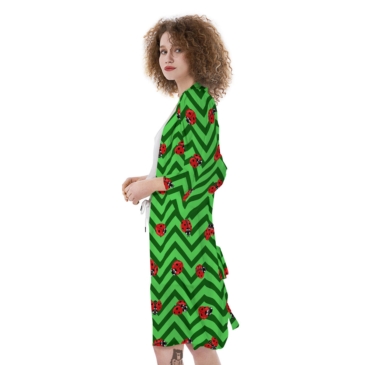 Ladybug Zigzag Green Pattern Kimono-grizzshop