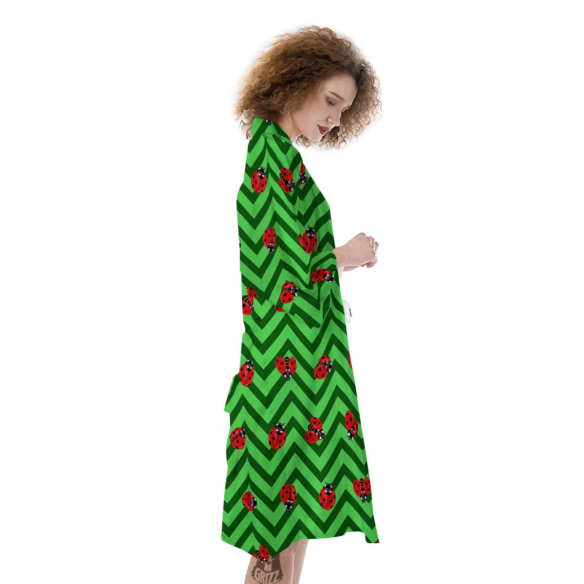 Ladybug Zigzag Green Pattern Kimono-grizzshop