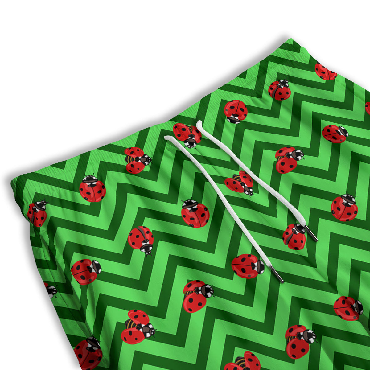 Ladybug Zigzag Green Pattern Men's Athletic Shorts-grizzshop