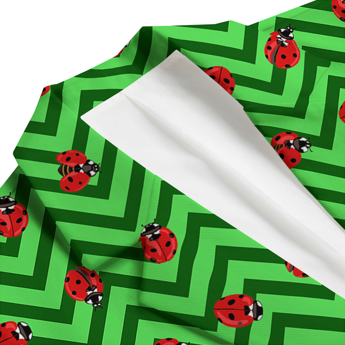 Ladybug Zigzag Green Pattern Men's Blazer-grizzshop