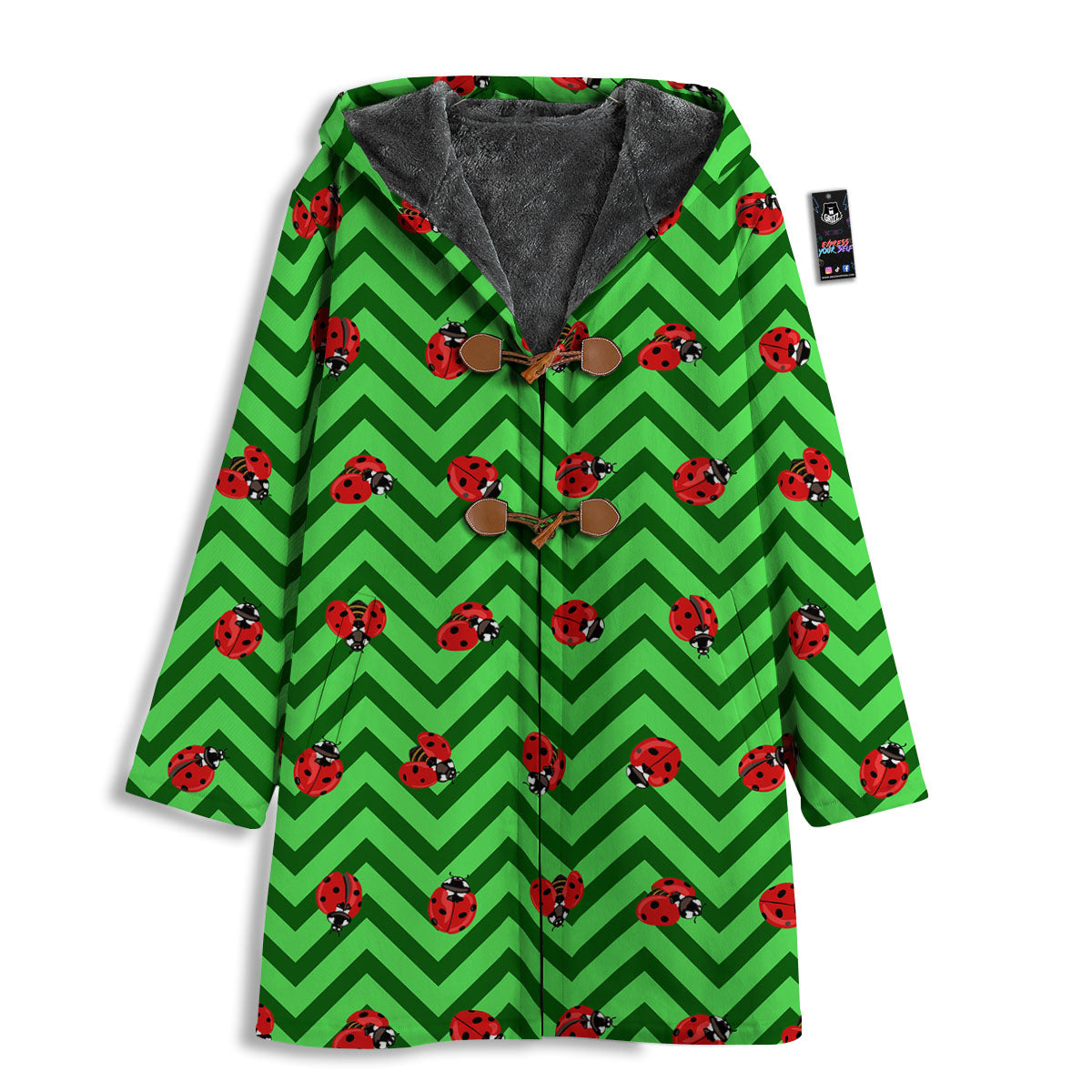 Ladybug Zigzag Green Pattern Men's Windbreaker Jacket-grizzshop