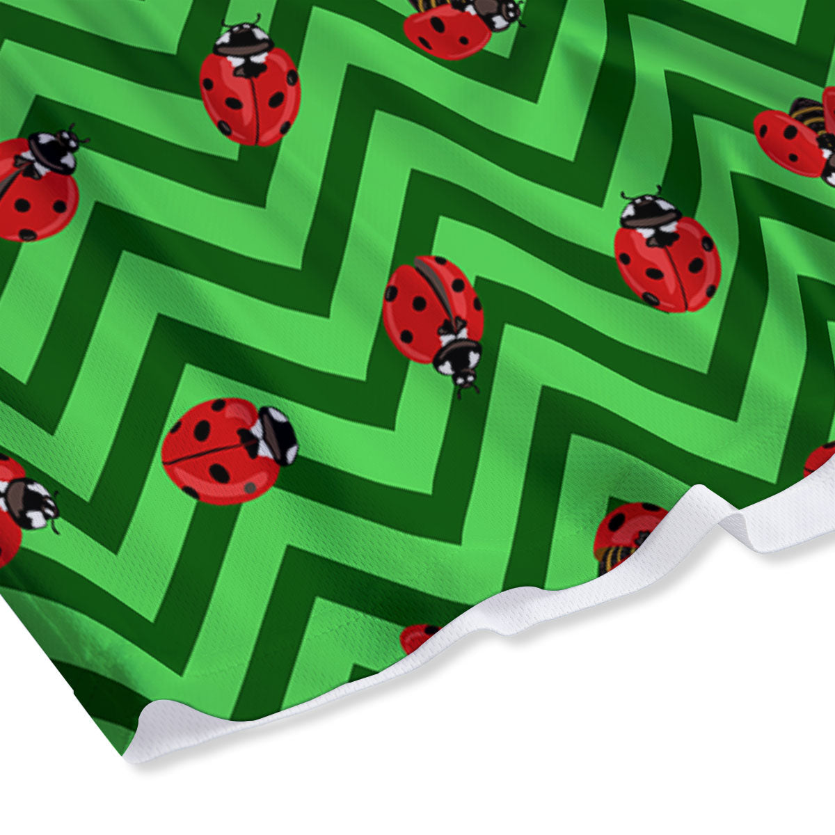 Ladybug Zigzag Green Pattern Mesh Shorts-grizzshop