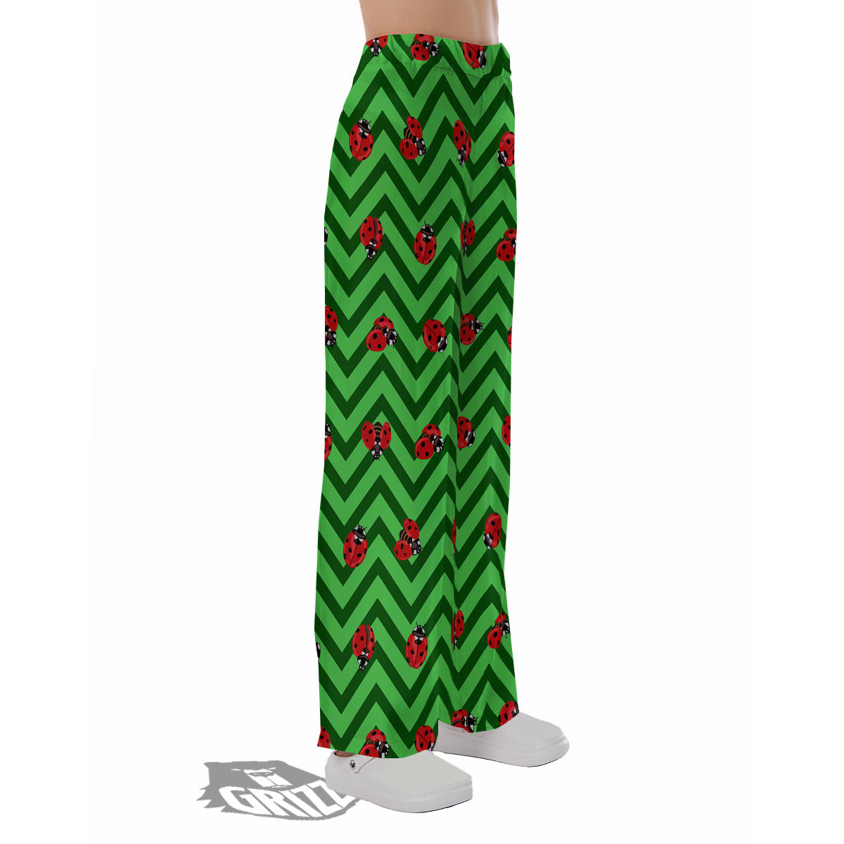 Ladybug Zigzag Green Pattern Pajama Pants-grizzshop