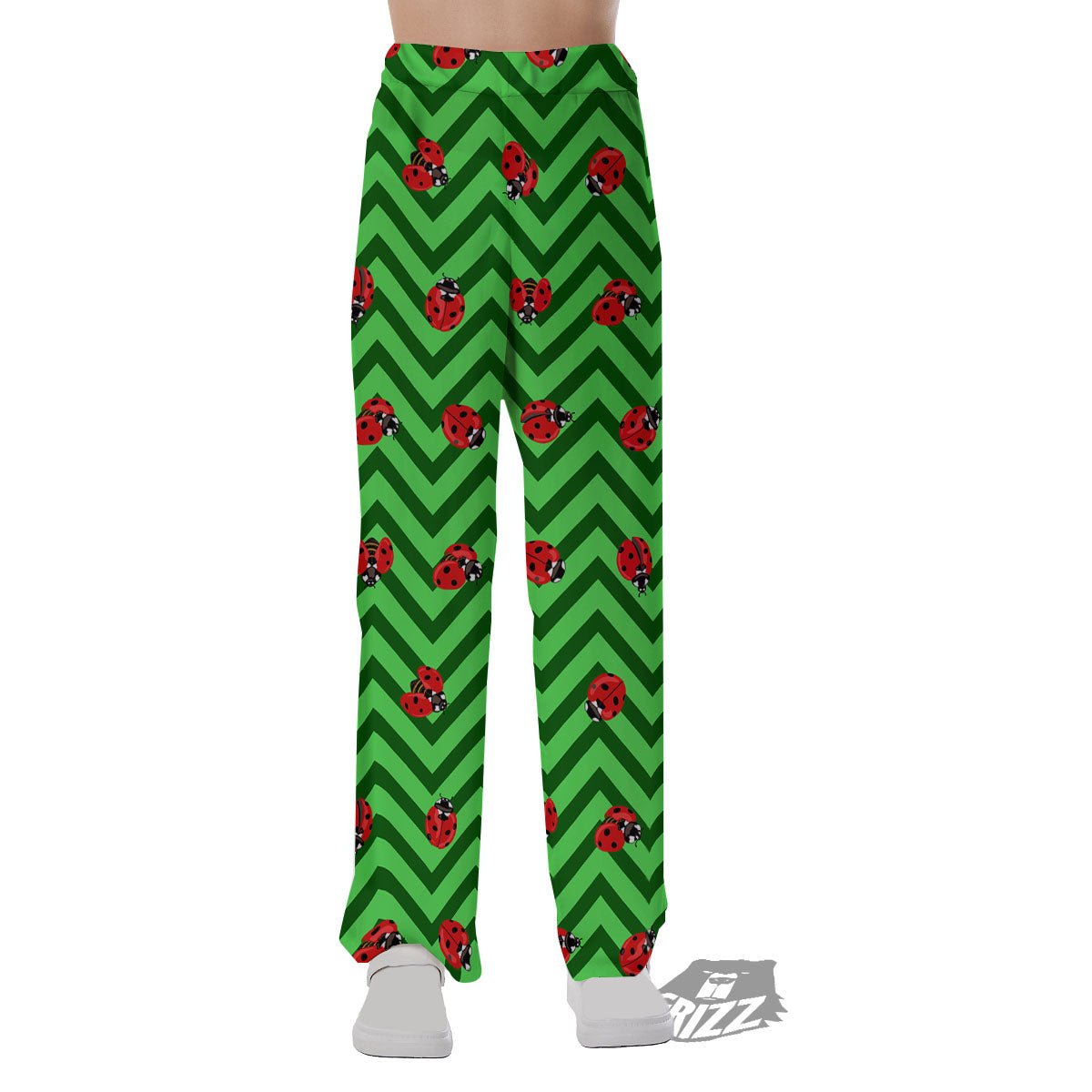 Ladybug Zigzag Green Pattern Pajama Pants-grizzshop