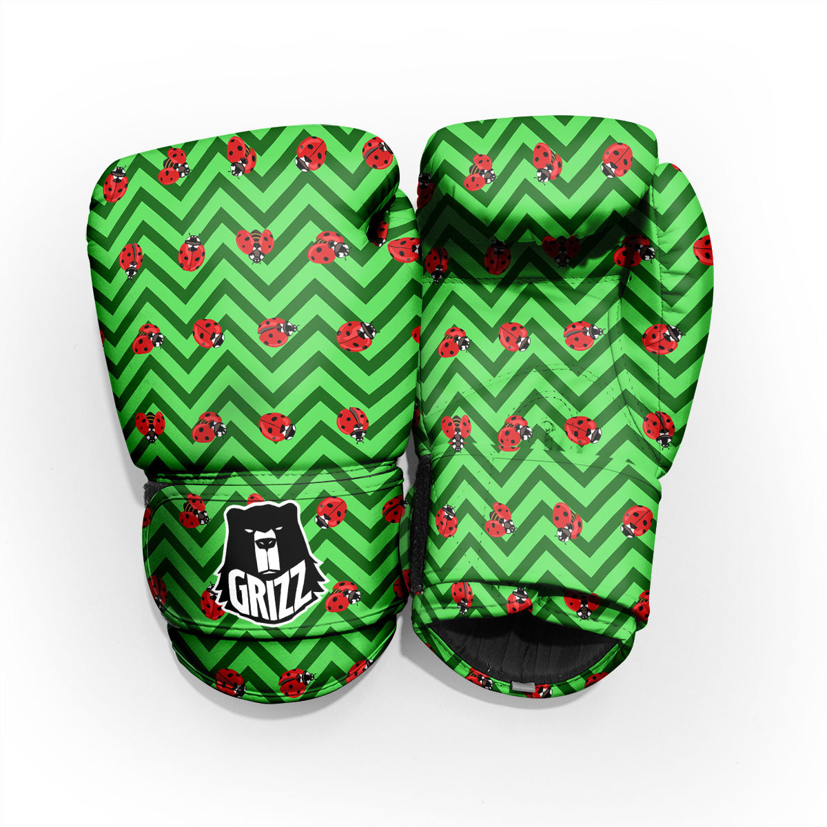 Ladybug Zigzag Green Pattern Sparring Gloves-grizzshop