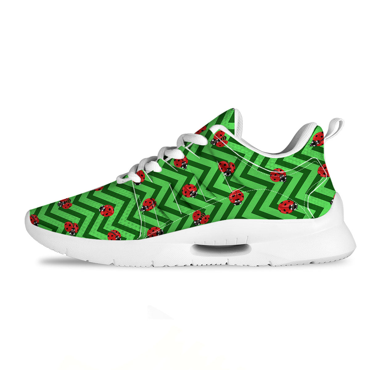 Ladybug Zigzag Green Pattern Tennis Shoes-grizzshop