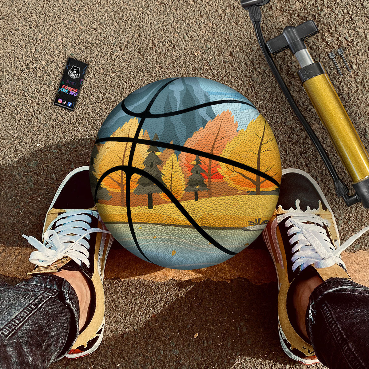 Lake Autumn Print Basketball-grizzshop