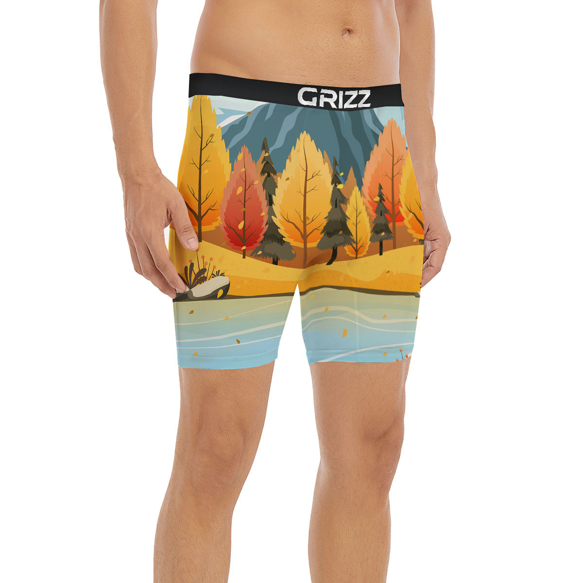 Lake Autumn Print Boxer Briefs-grizzshop