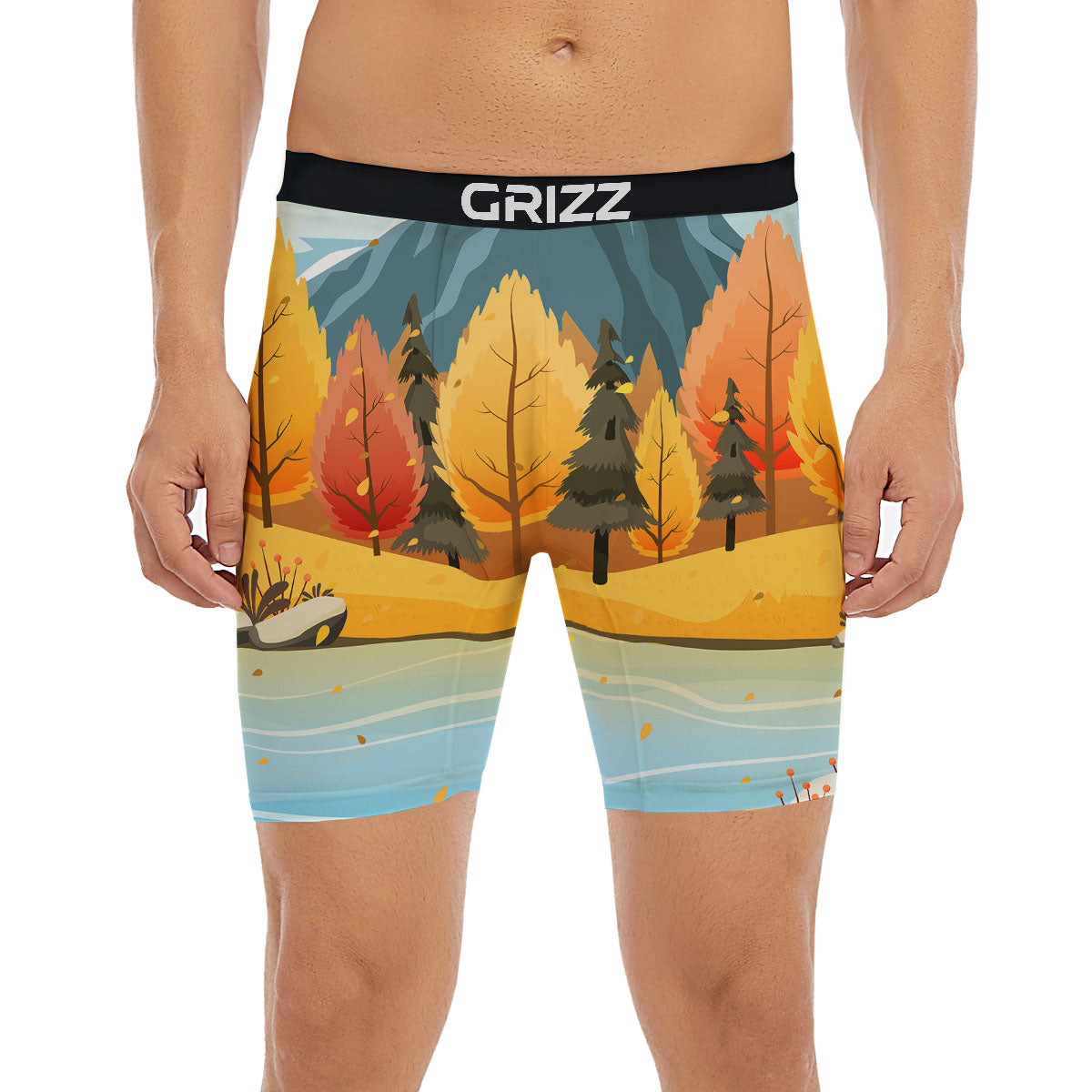 Lake Autumn Print Boxer Briefs-grizzshop