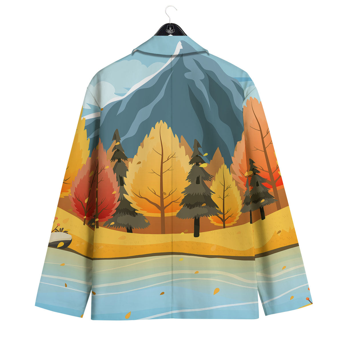 Lake Autumn Print Men's Sport Coat-grizzshop