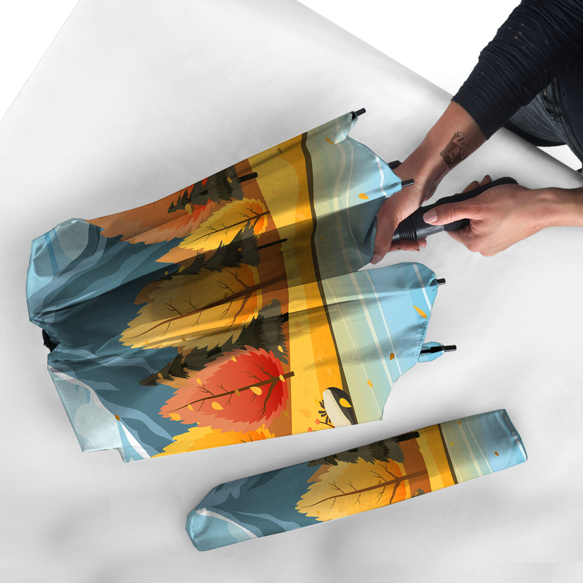 Lake Autumn Print Umbrella-grizzshop