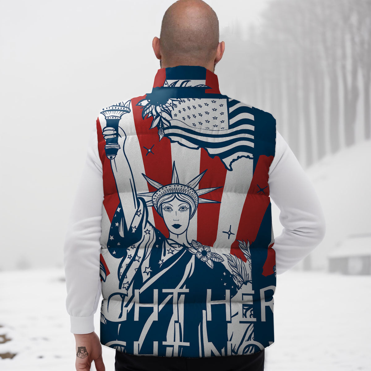Land Of Liberty American Print Down Vest