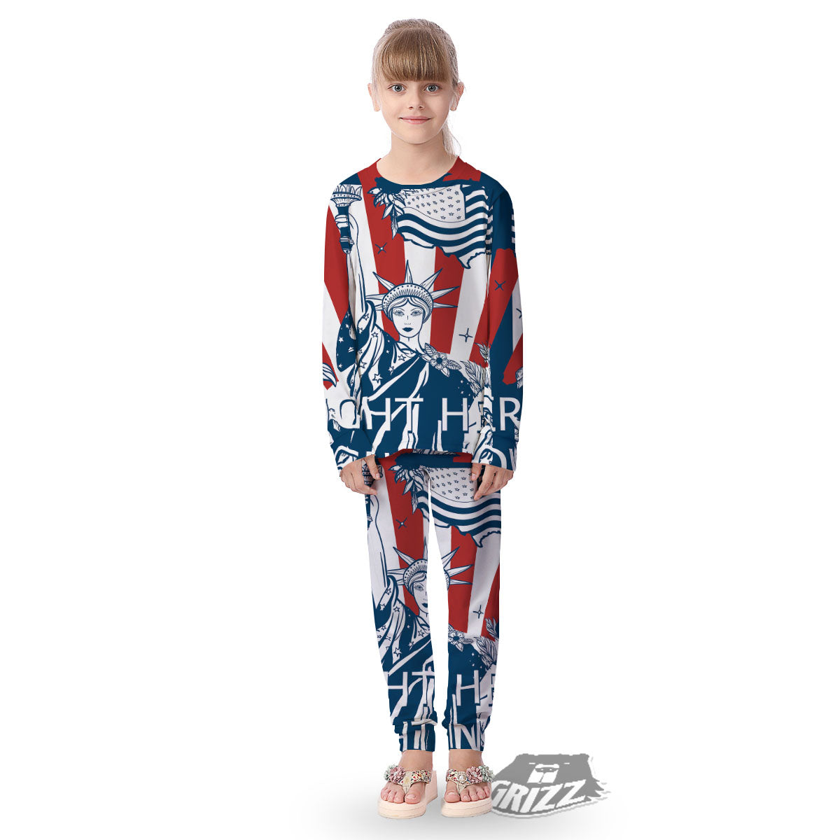 Land Of Liberty American Print Kid's Pajamas-grizzshop