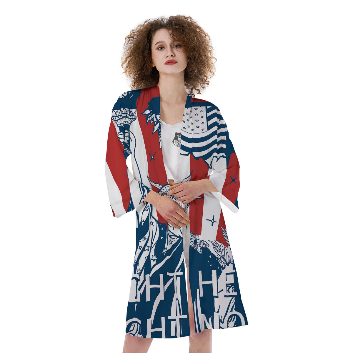 Land Of Liberty American Print Kimono-grizzshop