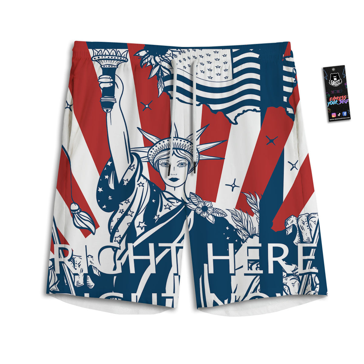 Land Of Liberty American Print Men's Athletic Shorts