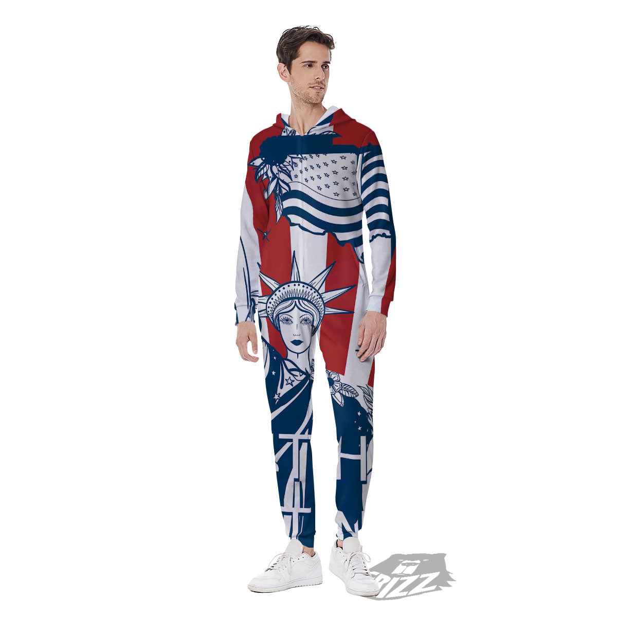 Land Of Liberty American Print Men's Jumpsuit-grizzshop